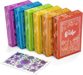 img 3 attached to 6 колод красочных акварельных цветочных игральных карт для слабовидящих 4-цветный указатель - классическая семейная игра с 25 карточками!