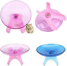 img 1 attached to Lizhi Silent Spinner Flying Saucer Exercise Wheel for Small Pets - Ideal for Hamster Jogging and Running