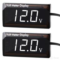 2 pieces dc 4-28v car digital voltmeter 12v voltage meter car audio gauge led display 12v meter waterproof voltage gauge meter for car motorcycle (white light) logo