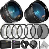 📸 vivitar essential 55mm lens & filter accessory kit for nikon af-p dx 18-55mm and select sony lenses - bundle with wide angle & telephoto lenses, filters kit & macro set, lens hood, cap logo