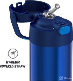 img 2 attached to 🍼 THERMOS FUNTAINER 12oz Stainless Steel Vacuum Insulated Straw Bottle for Kids, Blue