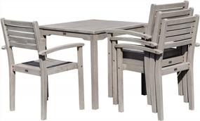 img 1 attached to Leadville Square 5-Piece Eucalyptus Dining Set Outdoor Furniture, Driftwood Gray Finish By DTY Living.