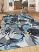 modern large floral non-slip area rug 5x7 - gray-blue logo