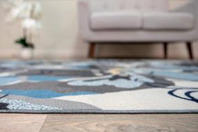 img 2 attached to Modern Large Floral Non-Slip Area Rug 5X7 - Gray-Blue
