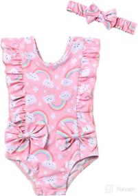 img 4 attached to Striped Swimsuit Ruffles Swimwear Headband Apparel & Accessories Baby Boys -- Clothing