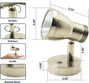 img 3 attached to 🌟 THALASSA RV Interior LED Reading Light, 12V Spotlight for Boats, Yachts, Campers & Motorhomes - 3W Warm Yellow Light, Brushed Nickel, Adjustable Dimmer Touch Switch, Blue Reminder Light - DC 10-30V