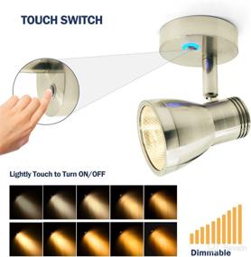 img 2 attached to 🌟 THALASSA RV Interior LED Reading Light, 12V Spotlight for Boats, Yachts, Campers & Motorhomes - 3W Warm Yellow Light, Brushed Nickel, Adjustable Dimmer Touch Switch, Blue Reminder Light - DC 10-30V