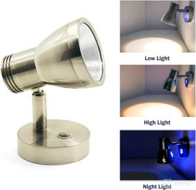 img 1 attached to 🌟 THALASSA RV Interior LED Reading Light, 12V Spotlight for Boats, Yachts, Campers & Motorhomes - 3W Warm Yellow Light, Brushed Nickel, Adjustable Dimmer Touch Switch, Blue Reminder Light - DC 10-30V