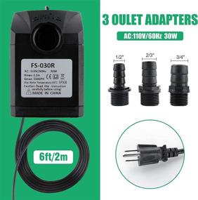 img 2 attached to 💧 Yochaqute Submersible Water Pump: 550GPH 30W Mini Quiet with 6ft Power Cord for Hydroponics, Garden Waterfall, Pond, Fish Tank, Fountain