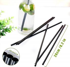 img 3 attached to Black Straws,100 Pcs Long Disposable Plastic Drinking Straws. (0.23''Diameter And 10.2"Long)-Black