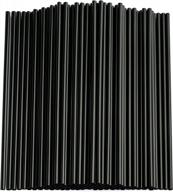 black straws,100 pcs long disposable plastic drinking straws. (0.23''diameter and 10.2"long)-black logo