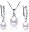 hengsheng genuine pearl jewelry set pearl pendant necklace &pearl earrings set zircon dangle drop earrings s925 sterling sliver wedding gift logo