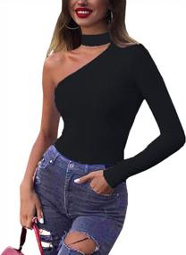 img 3 attached to Stylish And Figure-Flattering Weigou Women'S Stretch Bodysuit With One Shoulder And Long Sleeve Design