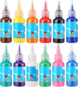 img 4 attached to HOMKARE Washable Finger Paint Set For Kids - 12 Colors Of Toddler Finger Paints For DIY Crafts And Painting - Each Bottle Contains 30Ml/1.01 Fl.Oz.