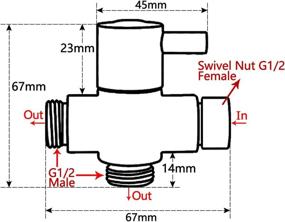 img 2 attached to Universal 3-Way Shower Arm Diverter Valve For Handheld And Fixed Spray Head, G 1/2 Bathroom Shower System Replacement Part In Brass With Brushed Nickel Finish