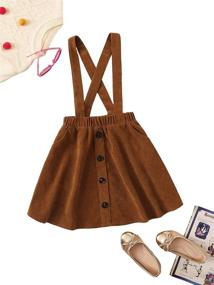 img 4 attached to 👗 Stylish Romwe Girls' Corduroy Button Elastic Overall Clothing at Skirts & Skorts