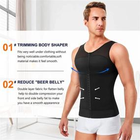 img 2 attached to Get A Slimmer Physique With Wonderience'S Compression Shirts For Men - Zipper Body Shaper Vest With Waist Trainer And Hooks