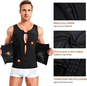 img 3 attached to Get A Slimmer Physique With Wonderience'S Compression Shirts For Men - Zipper Body Shaper Vest With Waist Trainer And Hooks