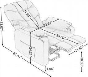 img 2 attached to Кресло с откидной спинкой Power Lift для пожилых людей с массажем, диван для отдыха из искусственной кожи - классическое одноместное сиденье для домашнего кинотеатра с боковыми карманами (черный)