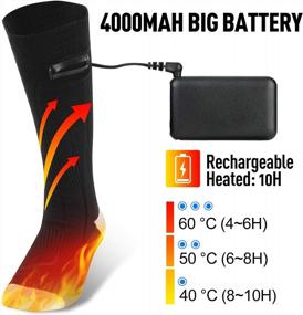 img 2 attached to Rechargeable Heated Socks For Men And Women - 4000MAh Battery, 3 Heat Settings, Washable Fabric, Ideal For Skiing, Camping, Running, Fishing, And Hunting