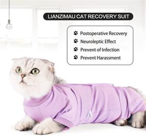 img 1 attached to 🐾 Surgical Recovery Suit for Cats - Male & Female Dog Abdominal Wounds Cone E-Collar Alternative, Anti-Licking & Skin Diseases Cats' Surgical Recovery Pajama Suit, Soft Fabric Onesies for Pet Surgical Recovery