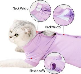 img 2 attached to 🐾 Surgical Recovery Suit for Cats - Male & Female Dog Abdominal Wounds Cone E-Collar Alternative, Anti-Licking & Skin Diseases Cats' Surgical Recovery Pajama Suit, Soft Fabric Onesies for Pet Surgical Recovery