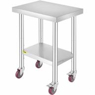 heavy duty commercial stainless steel work table with adjustable 3-stage shelf, 4 wheels, and brake - ideal for kitchen prep work, food preparation, and more - 24x18x34 inches by mophorn logo