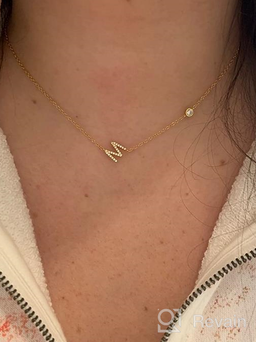 img 1 attached to 🎁 Pavé Sideways Initial Necklace: Personalized 18K Gold Plated Silver Jewelry for Layering, Perfect Gift review by Don Devine