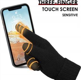 img 2 attached to Achiou Women'S Winter Gloves - Мягкая трикотажная перчатка для текстовых сообщений с сенсорным экраном и теплой флисовой подкладкой