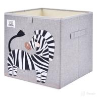 clcrobd kids foldable animal cube storage bins - fabric toy box/chest/organizer for nursery, playroom - 13 inch (zebra) logo