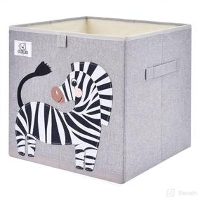 img 4 attached to CLCROBD Kids Foldable Animal Cube Storage Bins - Fabric Toy Box/Chest/Organizer for Nursery, Playroom - 13 inch (Zebra)