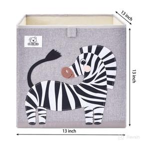 img 3 attached to CLCROBD Kids Foldable Animal Cube Storage Bins - Fabric Toy Box/Chest/Organizer for Nursery, Playroom - 13 inch (Zebra)