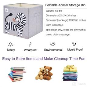 img 2 attached to CLCROBD Kids Foldable Animal Cube Storage Bins - Fabric Toy Box/Chest/Organizer for Nursery, Playroom - 13 inch (Zebra)