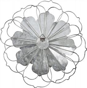 img 3 attached to Silver Galvanized Metal Flower Wall Decor - 12 Home Accents Art Hanging For Garden Yard Patio Fence Indoor Outdoor