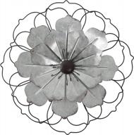 silver galvanized metal flower wall decor - 12 home accents art hanging for garden yard patio fence indoor outdoor logo