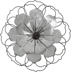 img 4 attached to Silver Galvanized Metal Flower Wall Decor - 12 Home Accents Art Hanging For Garden Yard Patio Fence Indoor Outdoor