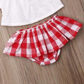 img 1 attached to Stylish Baby Girl Off Shoulder Tube Top & Plaid Checked Short Set Outfit