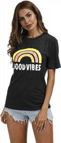 img 2 attached to Women'S Good Vibes Graphic Tee - YEXIPO Rainbow Print Short Sleeve Funny T-Shirt Summer Top