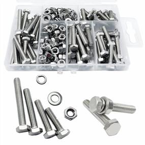 img 4 attached to 240Pcs Metric Stainless Steel Hex Bolts, Nuts, And Washers Assortment Kit - Fully Threaded With 4 Lengths (16/20/25/30Mm) - Includes Thick Flat Spring Washers - Ideal For Outdoor Or Industrial Use