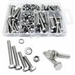 240pcs metric stainless steel hex bolts, nuts, and washers assortment kit - fully threaded with 4 lengths (16/20/25/30mm) - includes thick flat spring washers - ideal for outdoor or industrial use logo