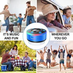 img 1 attached to Waterproof Bluetooth Shower Speaker - MuGo IPX7, Suction Cup, Wireless Portable Speaker with Mic, 8H Playtime, Stereo Sound for Bathroom, FM Radio, Light Show