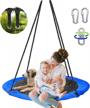 hishine 40inch saucer tree swing for kids，large round flying saucer swing with two adjustable hanging straps，suitable for outdoor and backyard tree trunks，blue logo