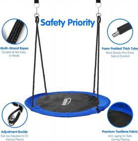 img 2 attached to Hishine 40Inch Saucer Tree Swing For Kids，Large Round Flying Saucer Swing With Two Adjustable Hanging Straps，Suitable For Outdoor And Backyard Tree Trunks，Blue