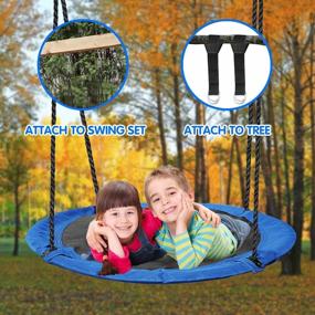 img 1 attached to Hishine 40Inch Saucer Tree Swing For Kids，Large Round Flying Saucer Swing With Two Adjustable Hanging Straps，Suitable For Outdoor And Backyard Tree Trunks，Blue