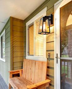 img 2 attached to Farmhouse Outdoor Wall Sconce With Clear Glass | Sanded Black Finish Exterior Lighting Fixture For Porch, Foyer, And Patio | LALUZ Wall Mount Porch Light
