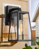 farmhouse outdoor wall sconce with clear glass | sanded black finish exterior lighting fixture for porch, foyer, and patio | laluz wall mount porch light logo