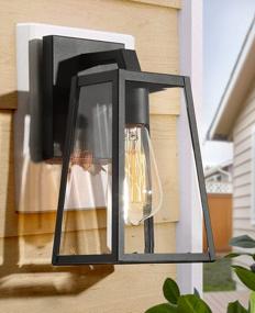 img 4 attached to Farmhouse Outdoor Wall Sconce With Clear Glass | Sanded Black Finish Exterior Lighting Fixture For Porch, Foyer, And Patio | LALUZ Wall Mount Porch Light