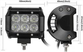 img 3 attached to Waterproof 4" Flood Beam LED Work Light Bar Set With 18W CREE Chips - Ideal For Off-Road Vehicles, SUVs, ATVs, Jeeps, And Boats