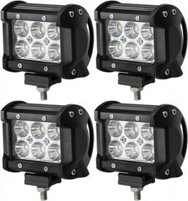 img 4 attached to Waterproof 4" Flood Beam LED Work Light Bar Set With 18W CREE Chips - Ideal For Off-Road Vehicles, SUVs, ATVs, Jeeps, And Boats