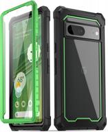 green/clear poetic guardian series case for google pixel 7 5g - full body hybrid shockproof rugged cover with built-in screen protector and fingerprint id compatibility logo